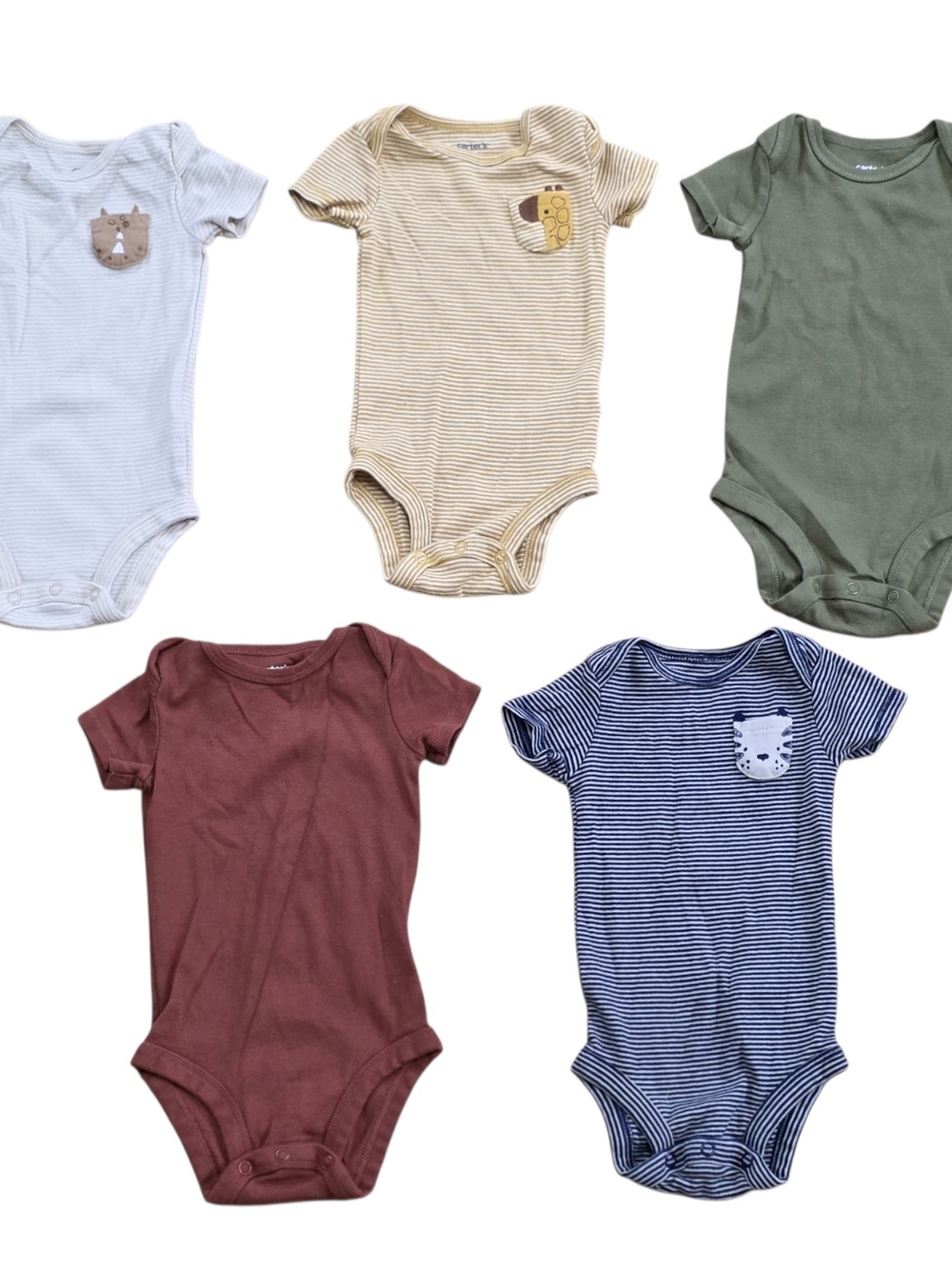 Lot of 5 Carter's Baby Boy Short Sleeve Onesies Size 6M